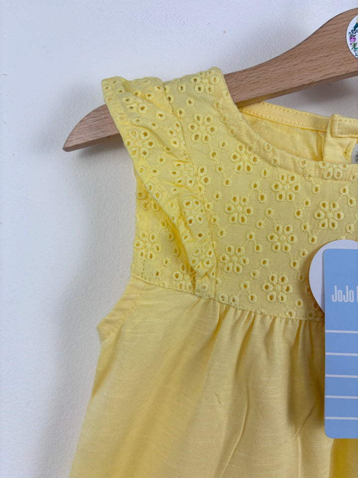 JoJo Maman Bebe Yellow Broderie Cotton Top 2-3 Years-Tops-Second Snuggle Preloved