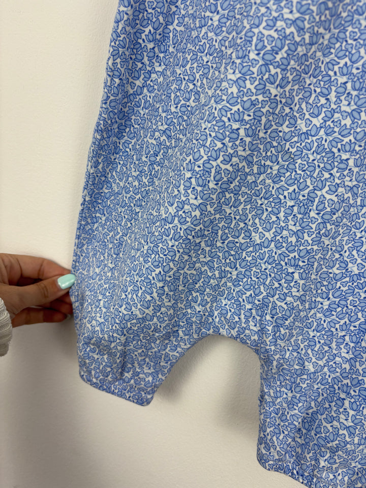 JoJo Maman Bebe Blue Floral Romper 6-12 Months-Rompers-Second Snuggle Preloved
