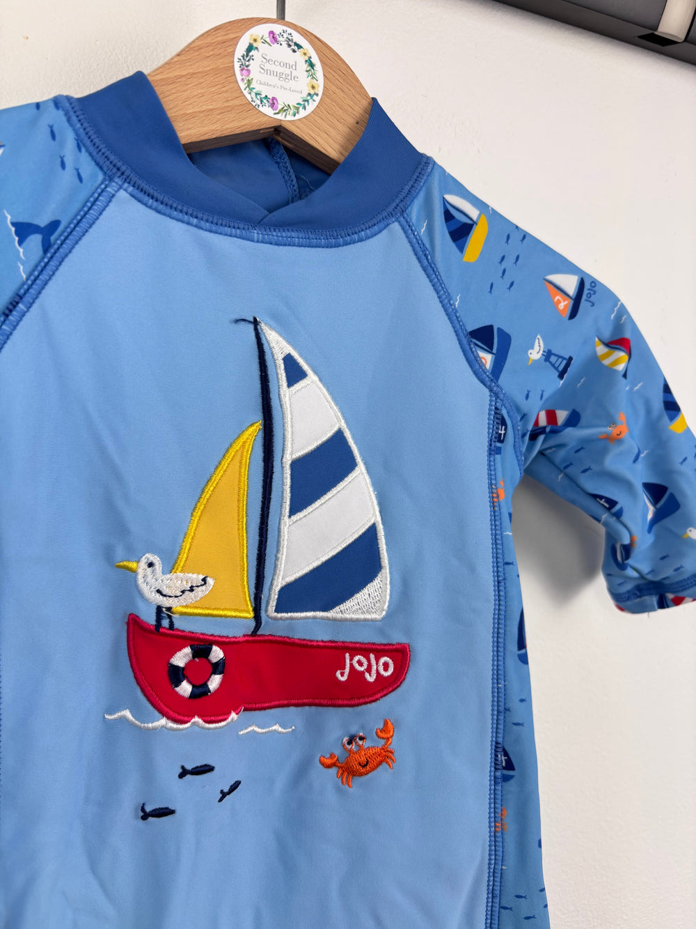 JoJo Maman Bebe Blue Sailboat Swimsuit 6-12 Months-Swimming-Second Snuggle Preloved