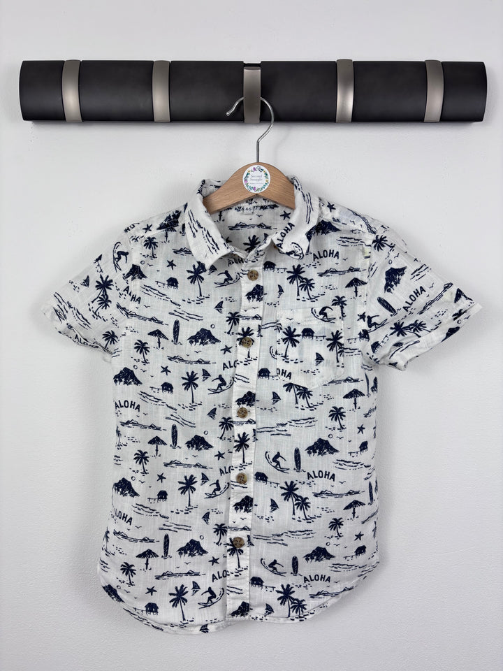 M&S Blue Aloha Print Shirt 4-5 Years-Shirts-Second Snuggle Preloved