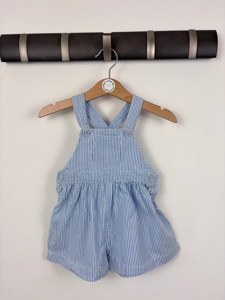 JoJo Maman Bebe Blue Striped Playsuit 6-12 Months-Play Suits-Second Snuggle Preloved