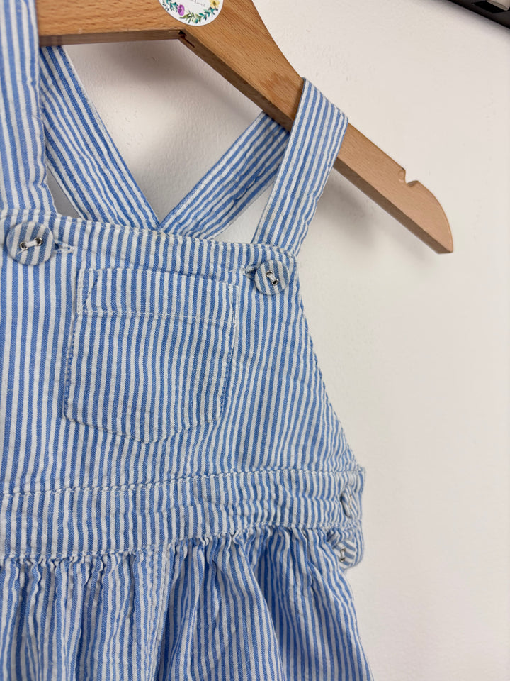 JoJo Maman Bebe Blue Striped Playsuit 6-12 Months-Play Suits-Second Snuggle Preloved