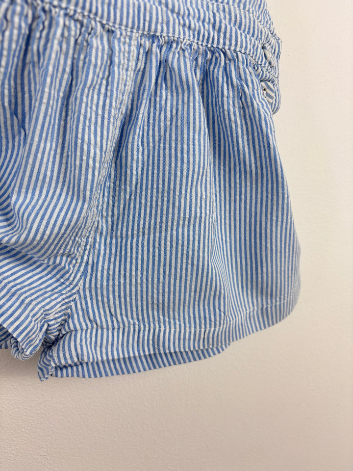 JoJo Maman Bebe Blue Striped Playsuit 6-12 Months-Play Suits-Second Snuggle Preloved