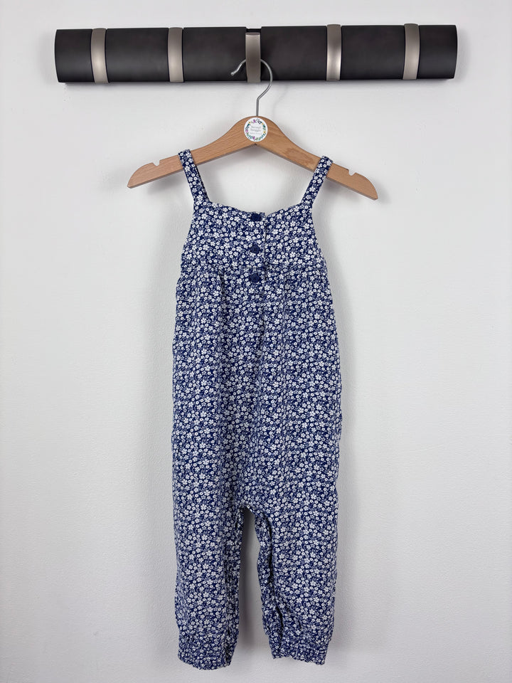 JoJo Maman Bebe Navy Floral Jumpsuit 18-24 Months