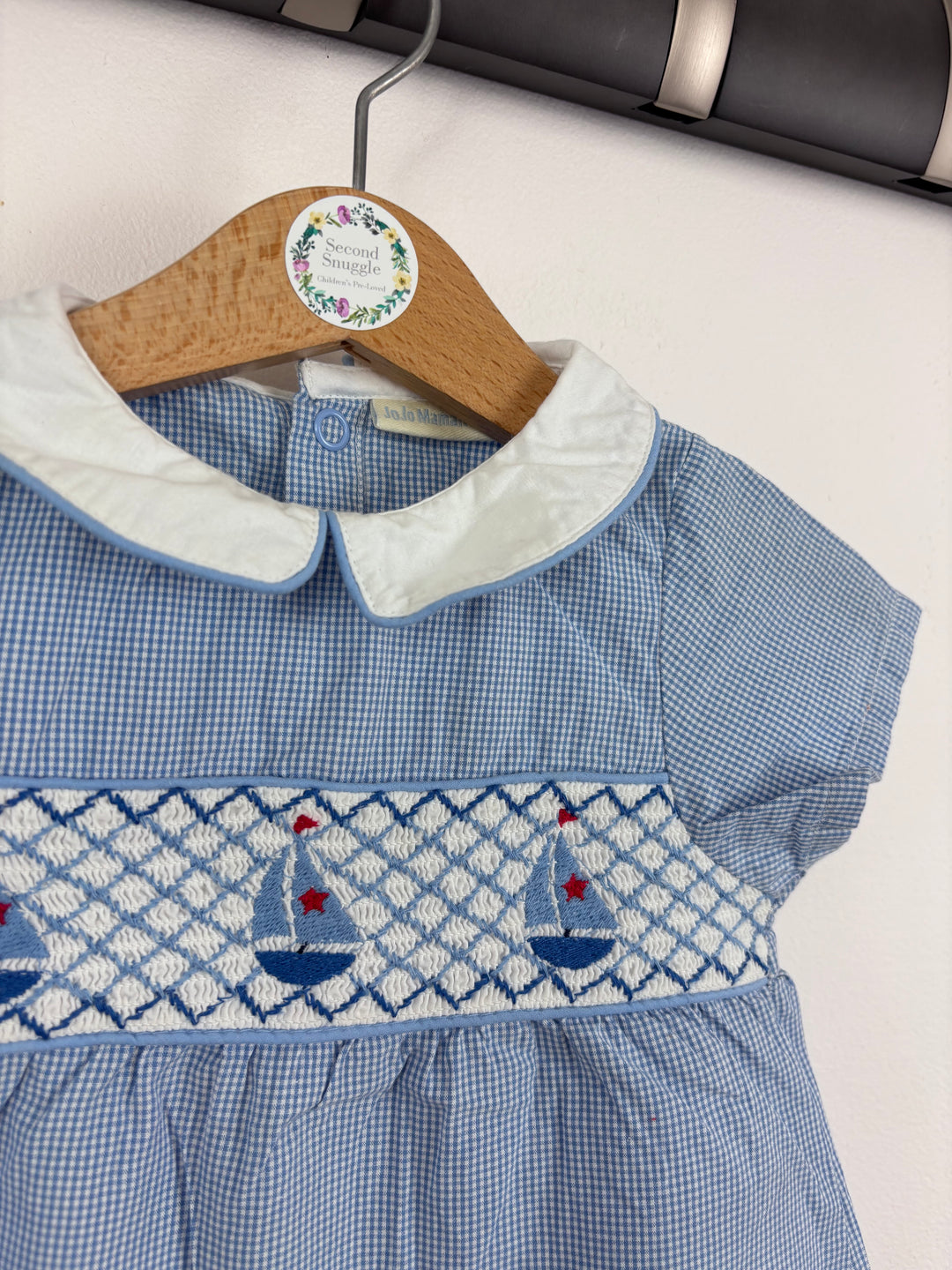 JoJo Maman Bebe Blue Sailboat Romper 3-6 Months