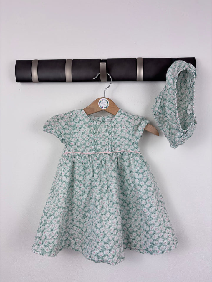 John Lewis Green Daisy Dress and Bloomers Set 3-6 Months