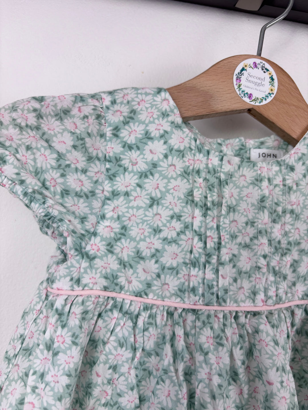 John Lewis Green Daisy Dress and Bloomers Set 3-6 Months