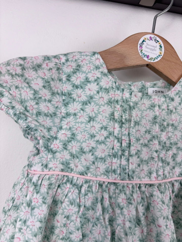 John Lewis Green Daisy Dress and Bloomers Set 3-6 Months