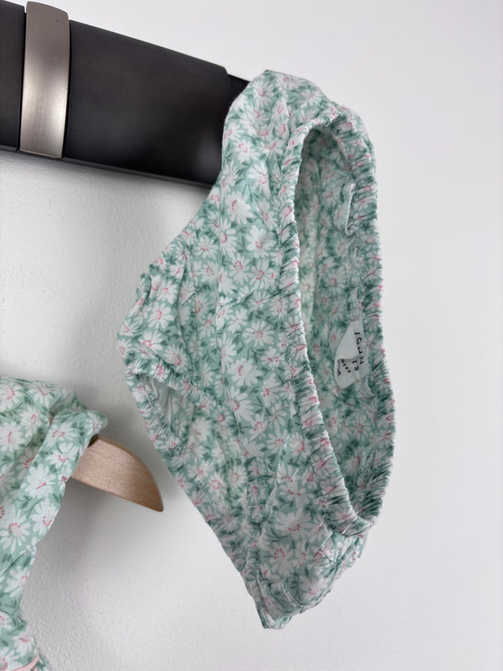 John Lewis Green Daisy Dress and Bloomers Set 3-6 Months