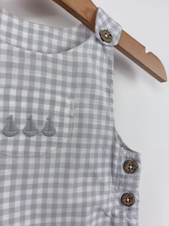 Tu Grey Gingham Romper 3-6 Months