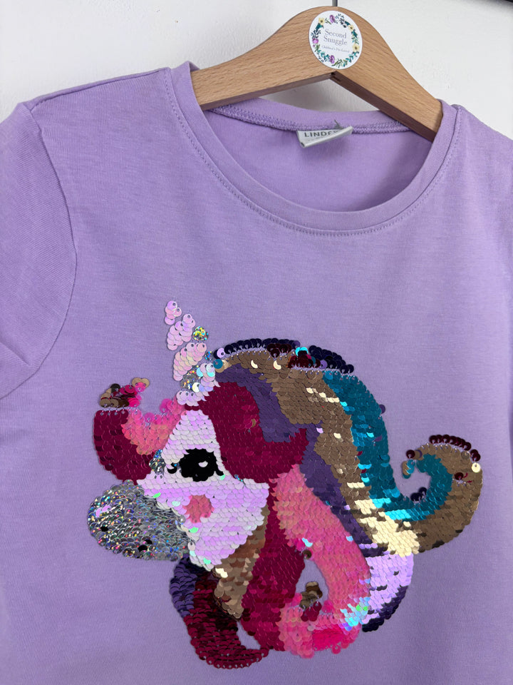 Lindex Sequin Unicorn T-shirt 6-7 Years-Tops-Second Snuggle Preloved