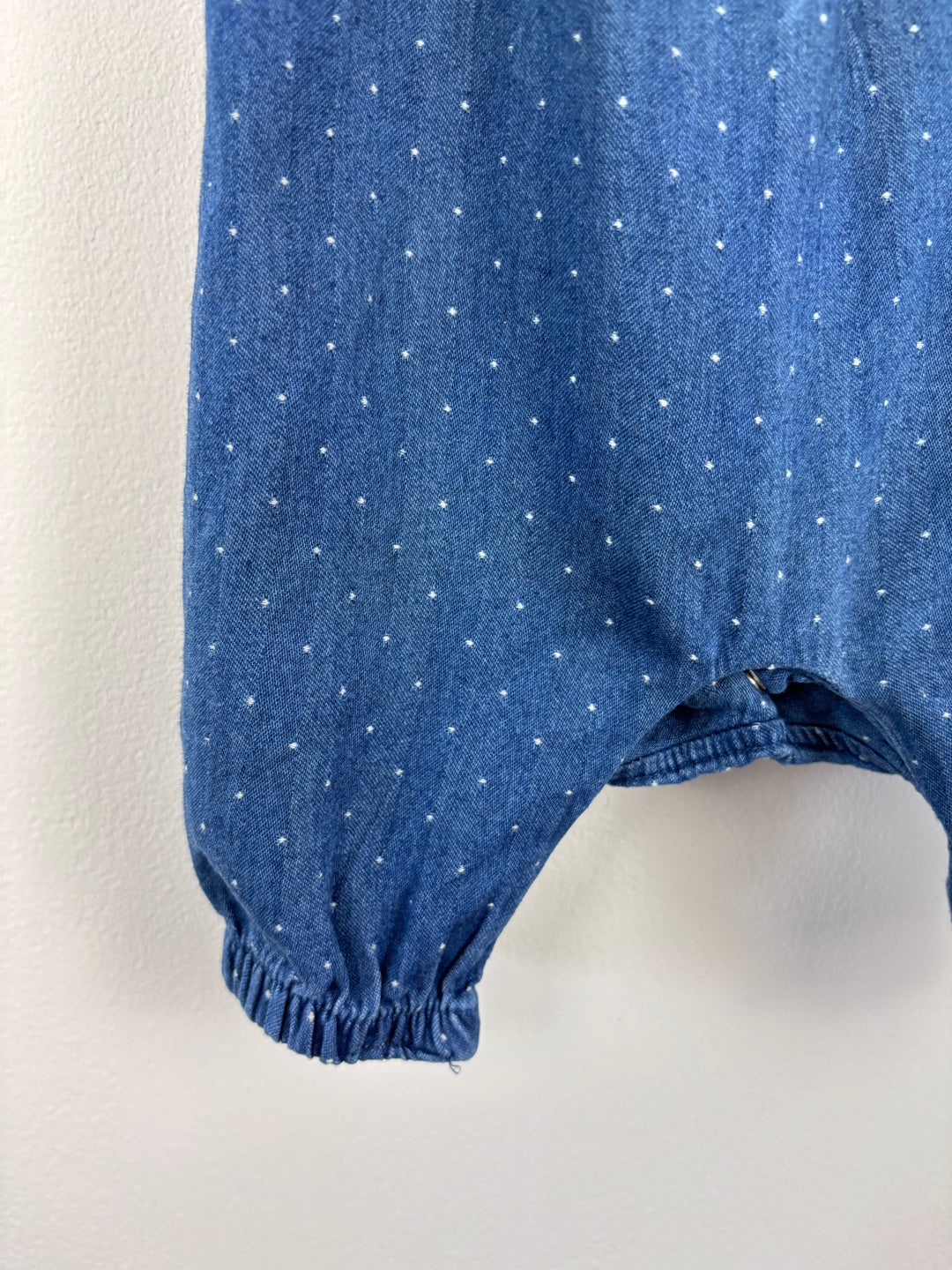 Tu Blue Polka Dot Denim Romper 0-3 Months