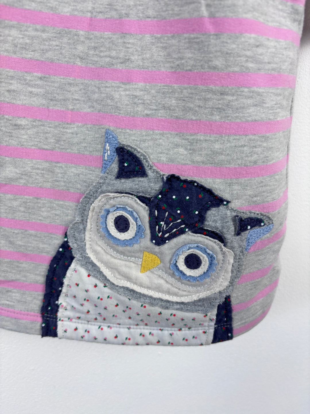 Baby Boden Pink Grey Striped Owl Dress 3-4 Years