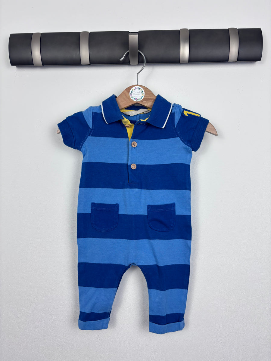 John Lewis Blue Stripe Romper 0-3 Months-Rompers-Second Snuggle Preloved