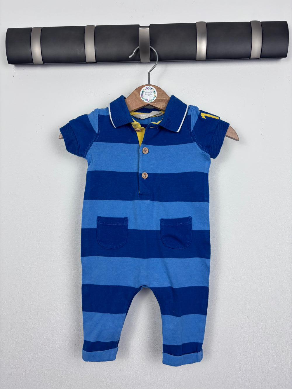 John Lewis Blue Stripe Romper 0-3 Months-Rompers-Second Snuggle Preloved