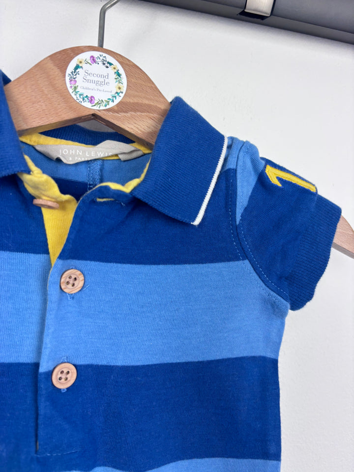John Lewis Blue Stripe Romper 0-3 Months-Rompers-Second Snuggle Preloved