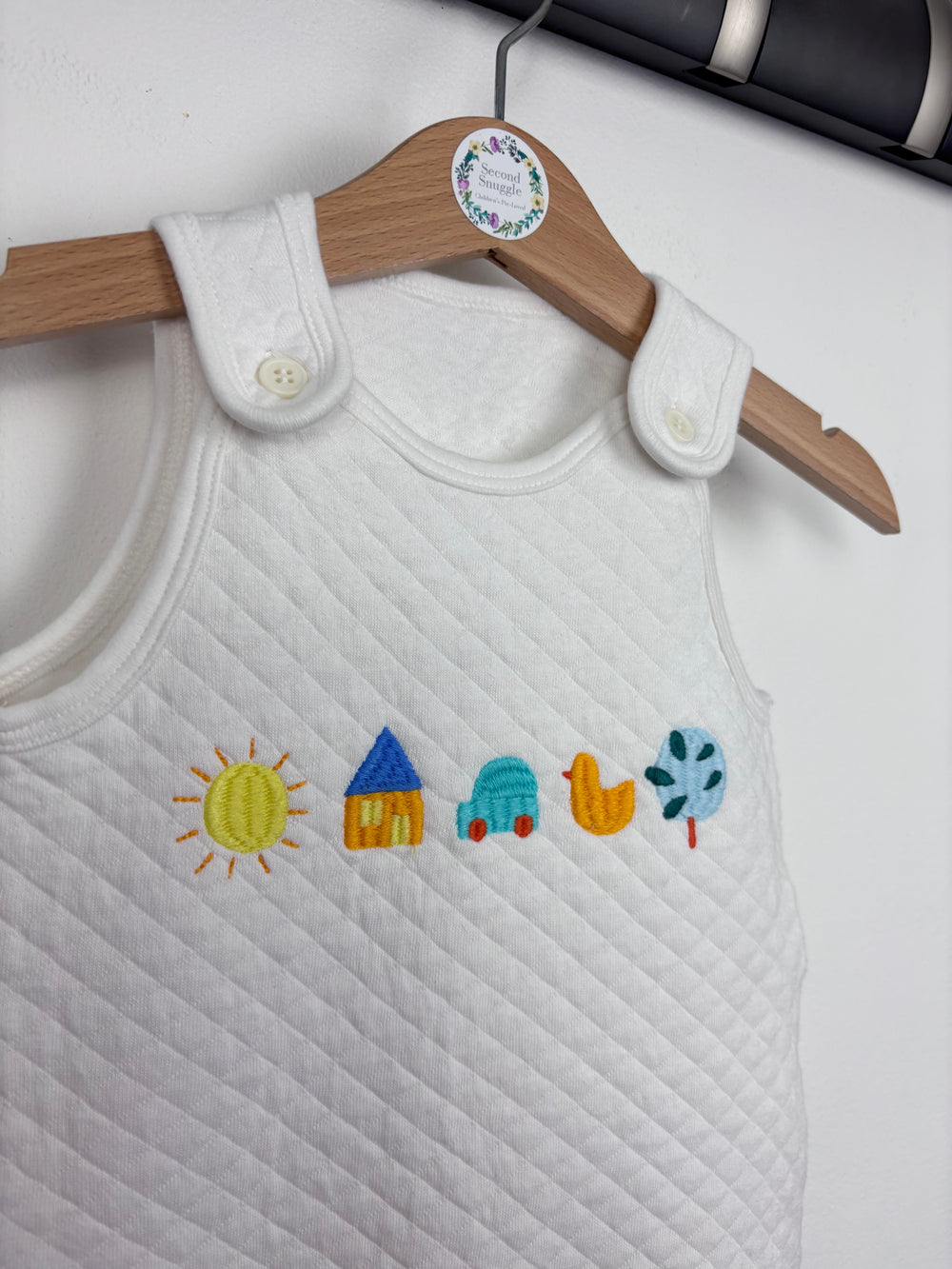M&S White Quilted Dungarees 0-3 Months-Dungarees-Second Snuggle Preloved