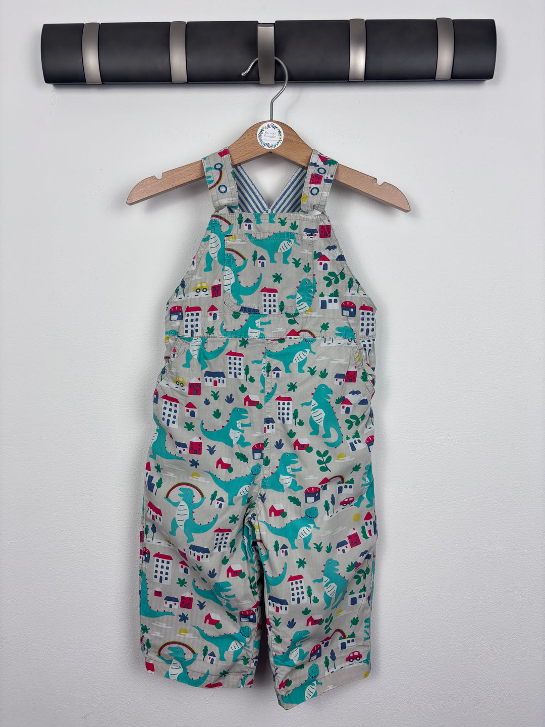 Frugi Reversible Dino Dungarees 6-12 Months-Dungarees-Second Snuggle Preloved