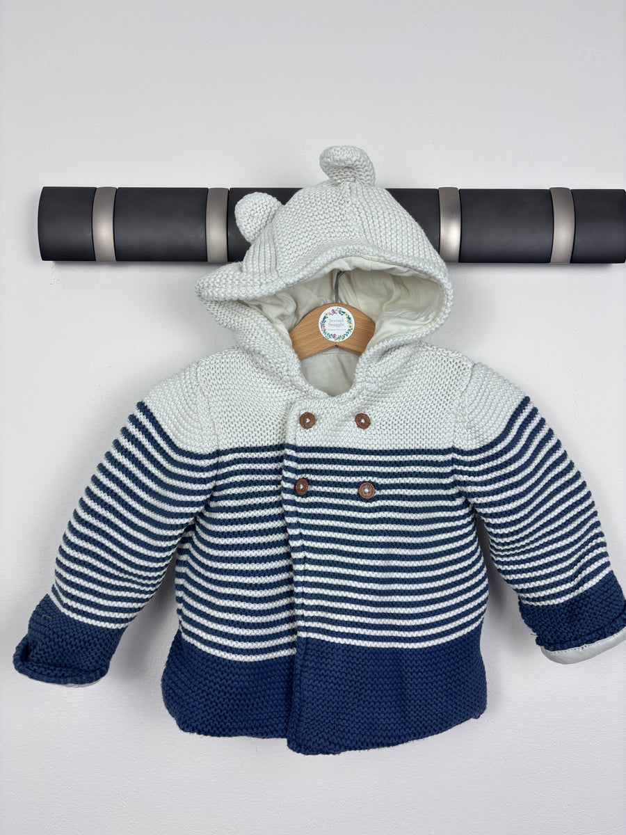 M&S Striped Knit Hoodie 9-12 Months-Cardigans-Second Snuggle Preloved