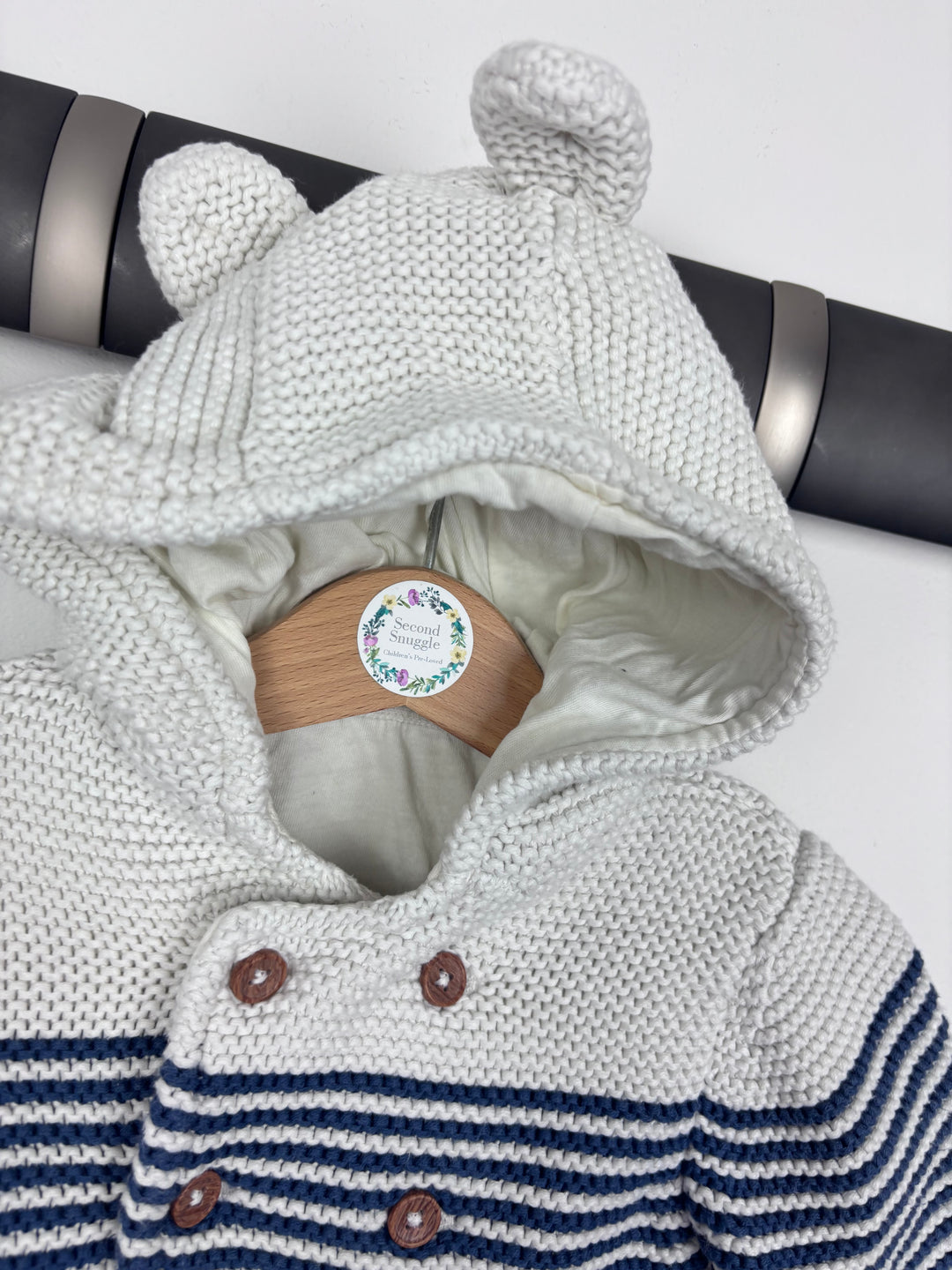 M&S Striped Knit Hoodie 9-12 Months-Cardigans-Second Snuggle Preloved