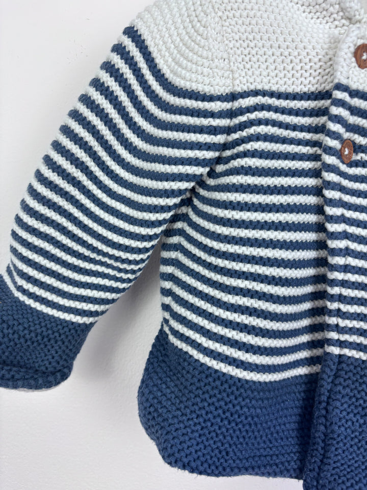 M&S Striped Knit Hoodie 9-12 Months-Cardigans-Second Snuggle Preloved