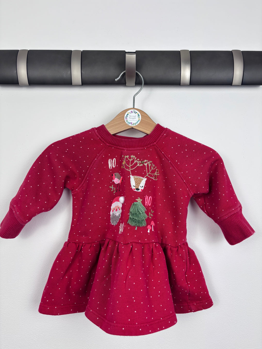 Next Red Peplum Christmas Dress 3-6 Months-Dresses-Second Snuggle Preloved