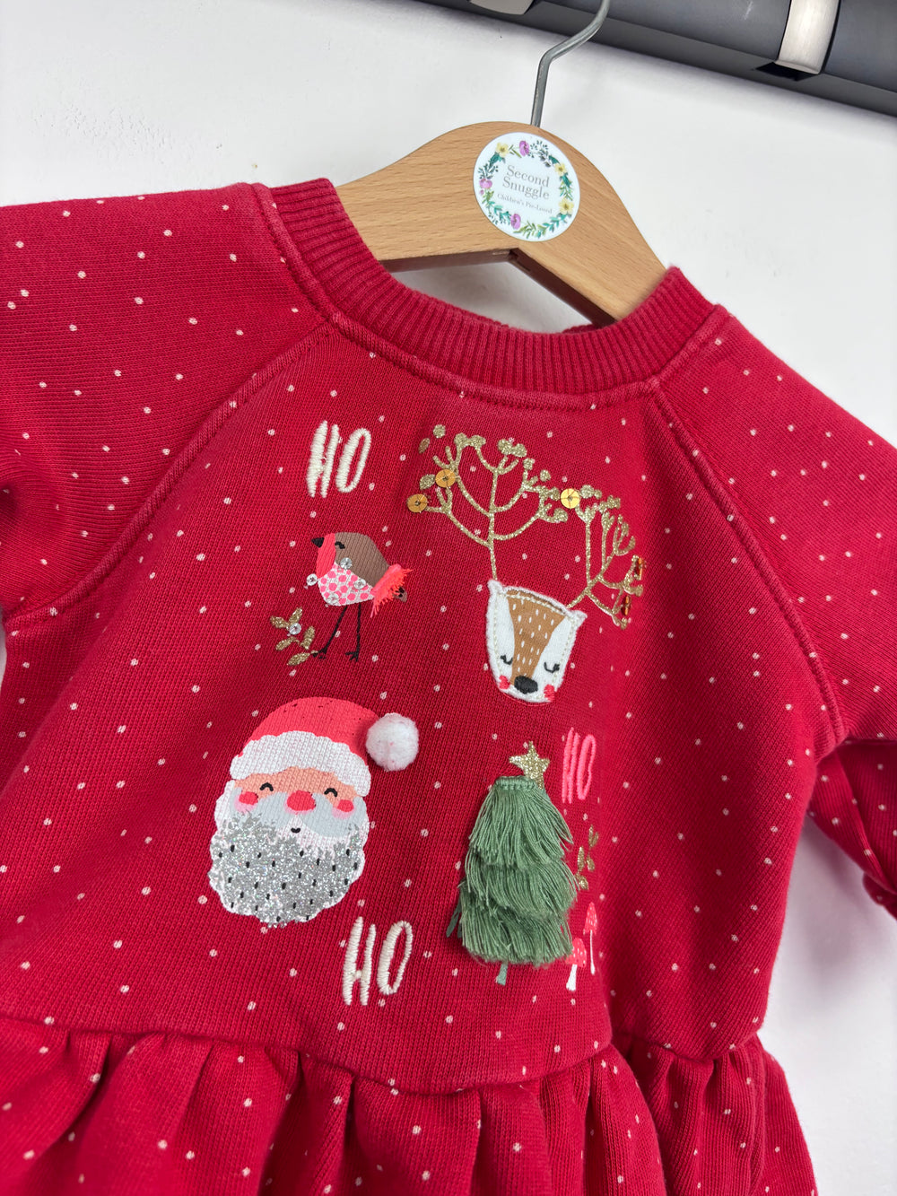 Next Red Peplum Christmas Dress 3-6 Months-Dresses-Second Snuggle Preloved