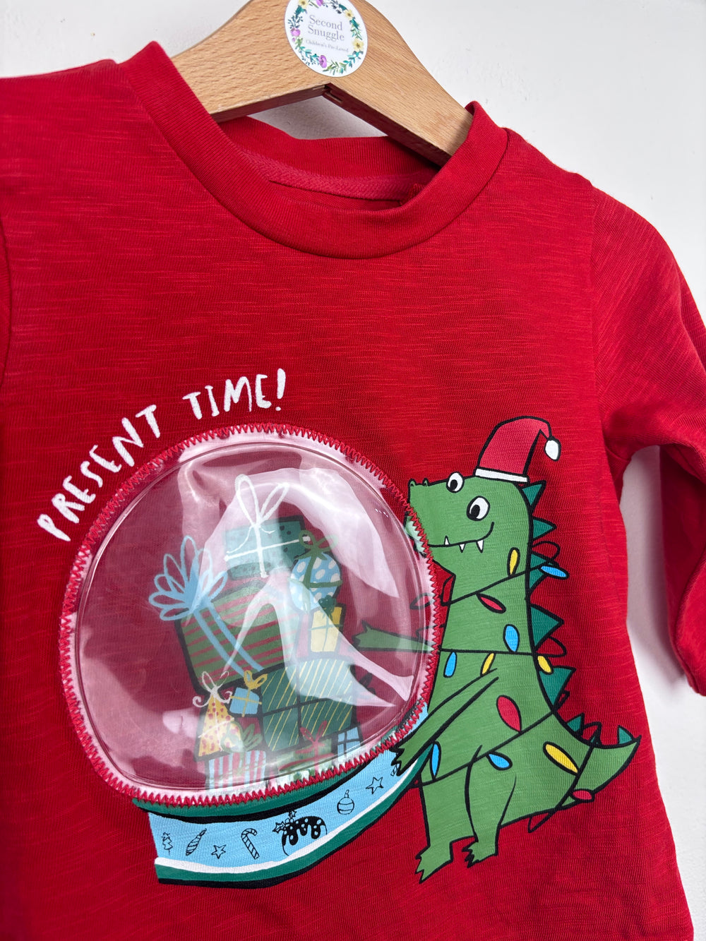 Next Red ‘Present Time’ Dinosaur Top 6-9 Months-Tops-Second Snuggle Preloved