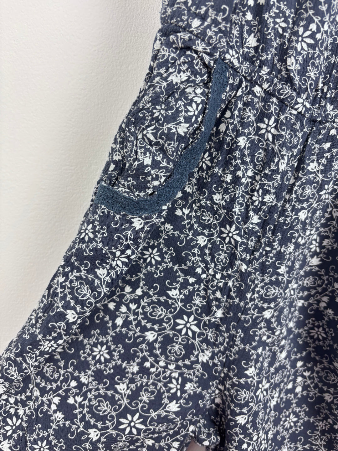 Next Navy Floral Jumpsuit 12-18 Months-Jump Suits-Second Snuggle Preloved