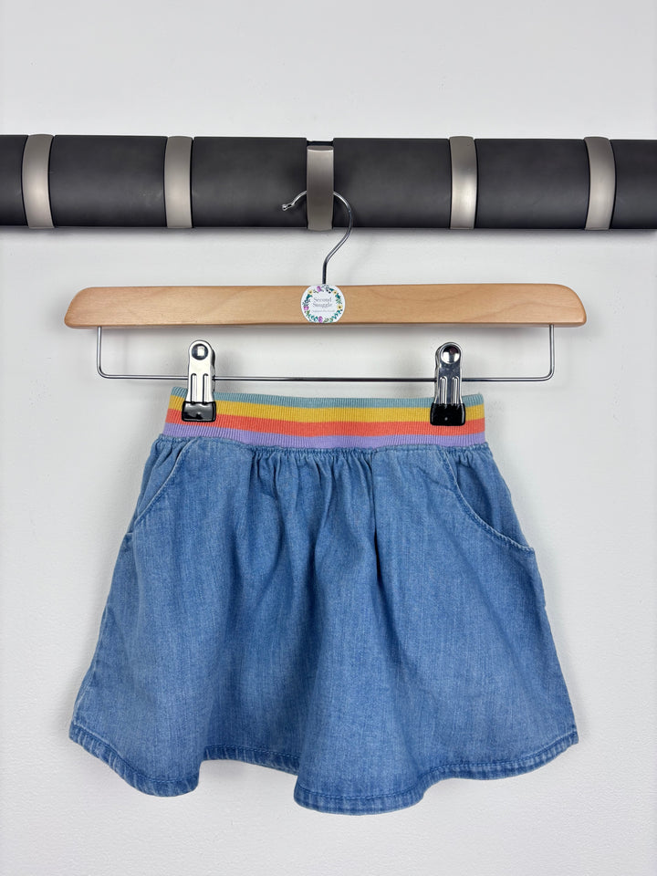 Next Rainbow Waist Denim Skirt 9-12 Months-Skirts-Second Snuggle Preloved