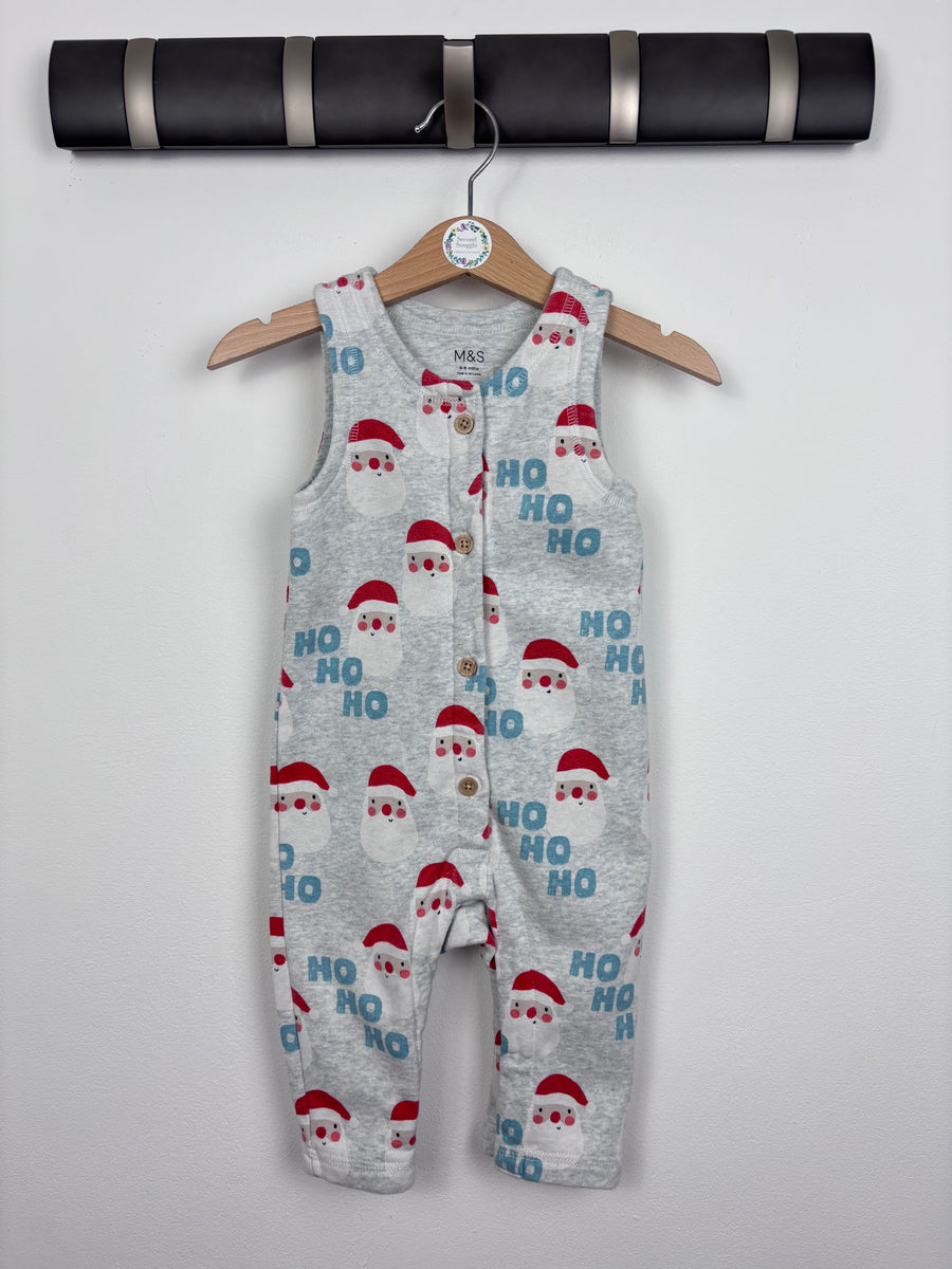 M&S Grey Santa Romper 6-9 Months-Dungarees-Second Snuggle Preloved