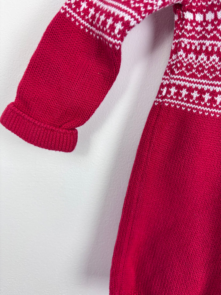 Next Red Fair Isle Knit Dress 6-9 Months-Dresses-Second Snuggle Preloved