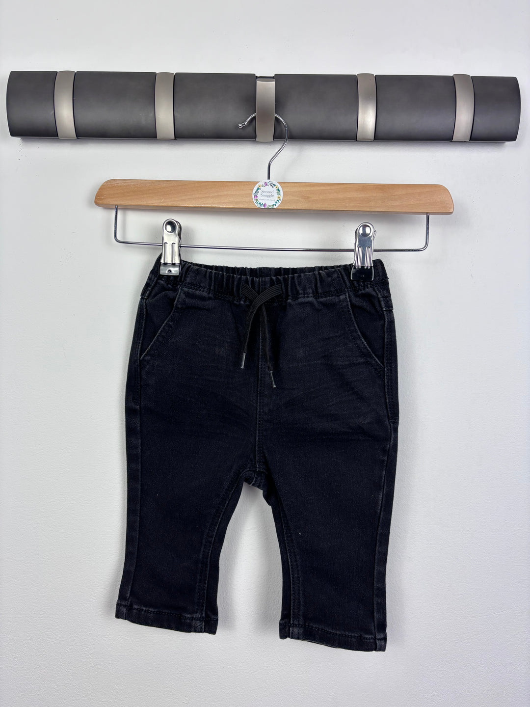 Next Black Pull-On Jeans 3–6 Months-Trousers-Second Snuggle Preloved