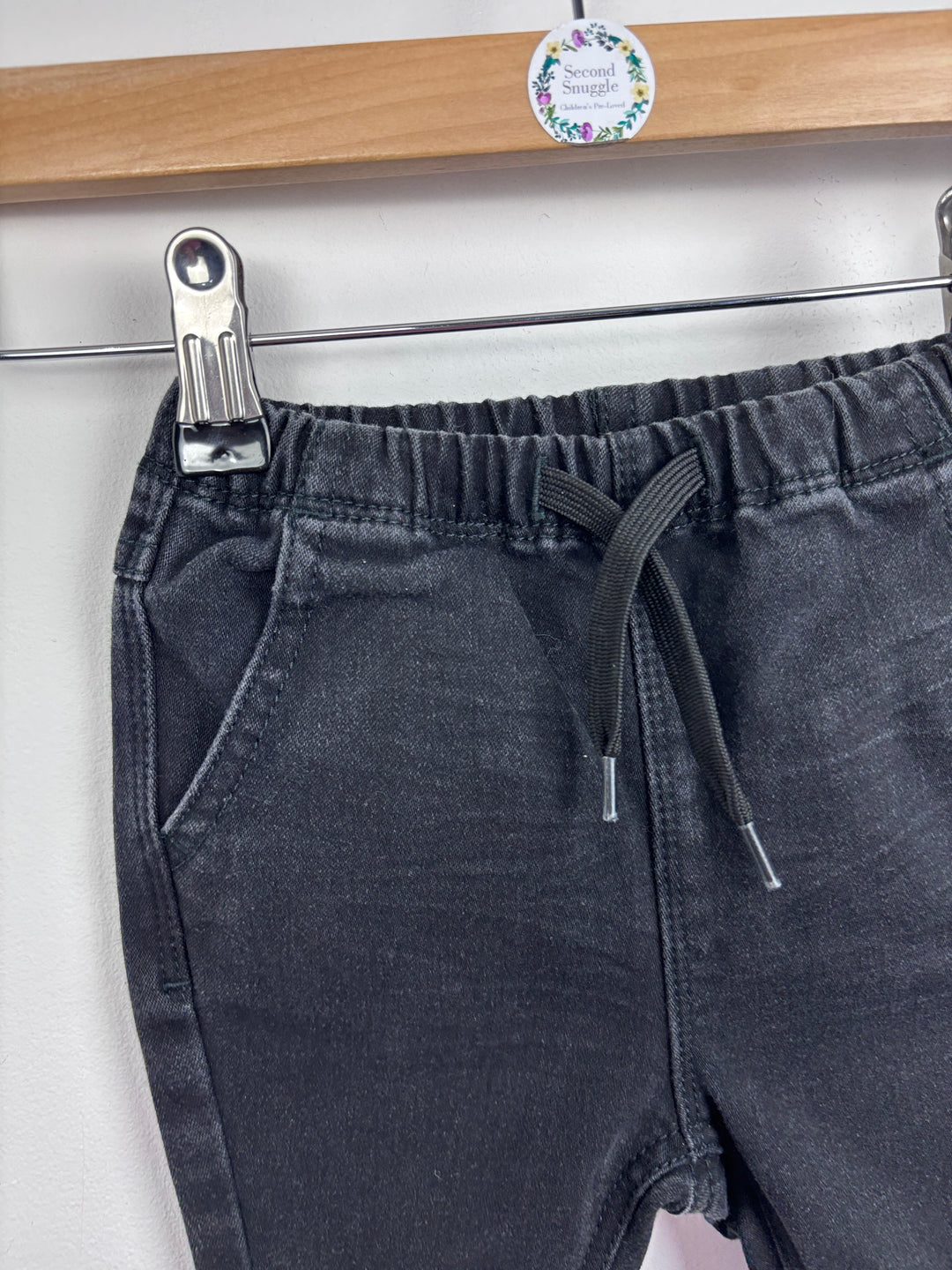 Next Black Pull-On Jeans 3–6 Months-Trousers-Second Snuggle Preloved