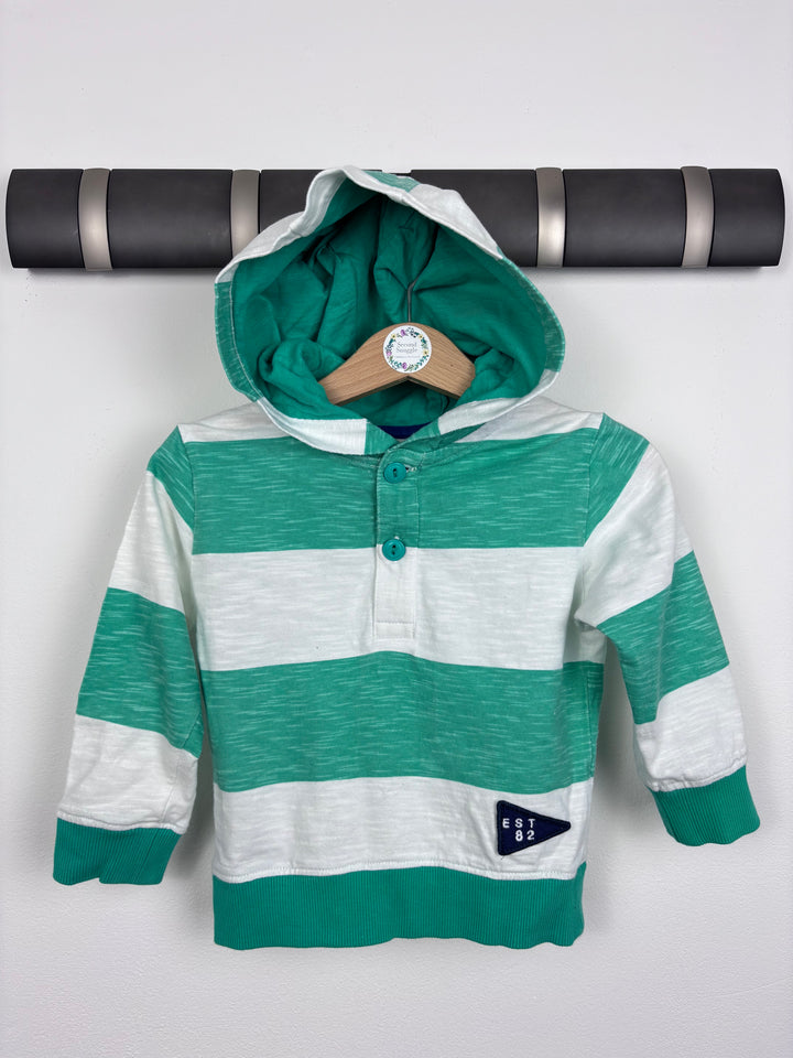 Next Green Stripe Hoodie 9–12 Months