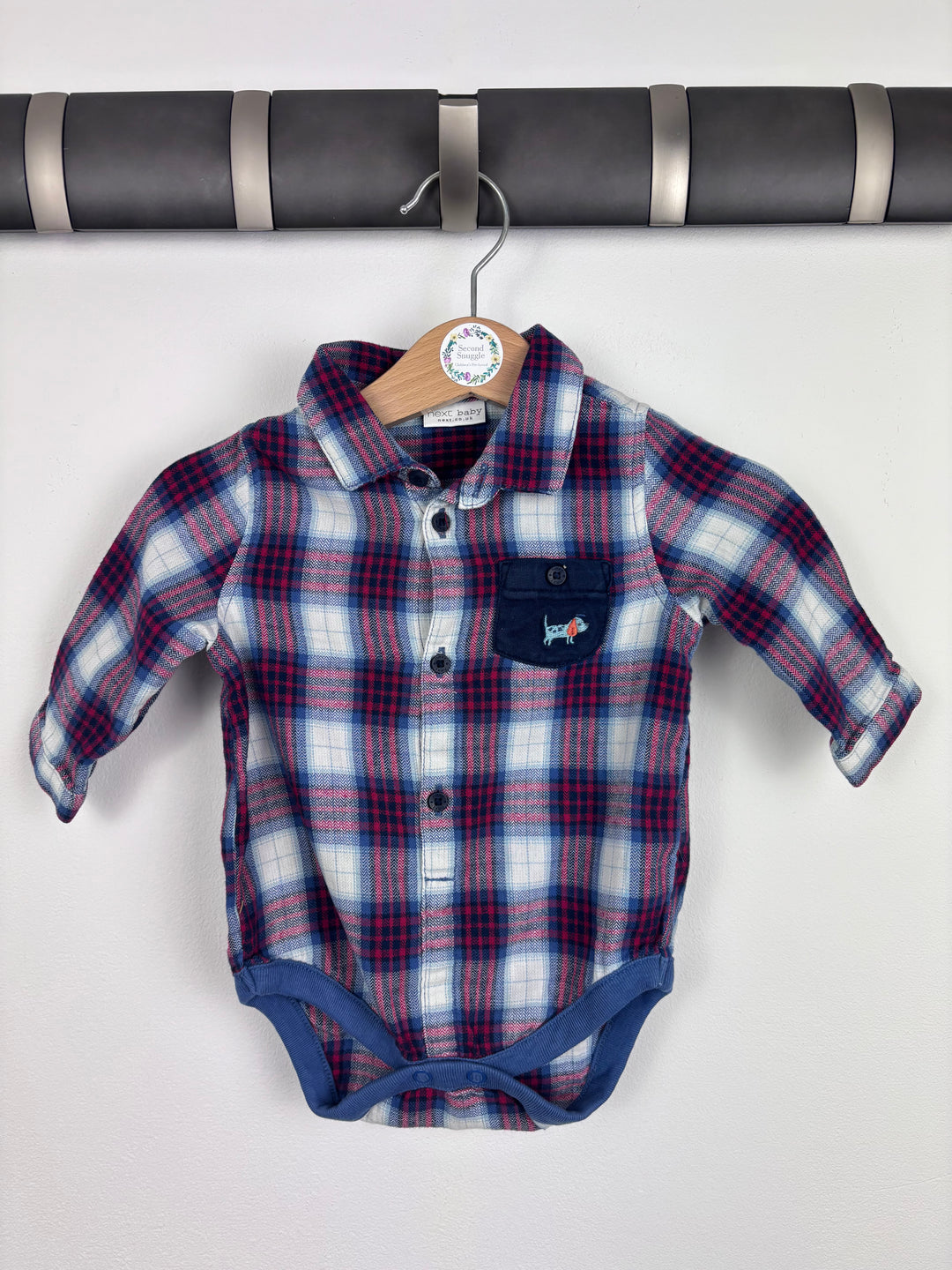 Next Plaid Bodysuit Shirt Up to 3 Months-Vests-Second Snuggle Preloved