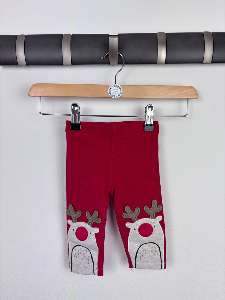 Next Reindeer Applique Leggings 3-6 Months-Leggings-Second Snuggle Preloved