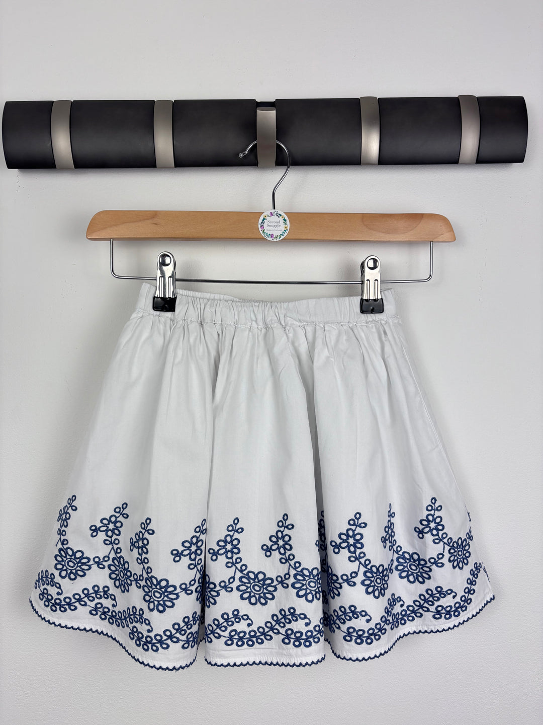Little White Company White Skirt with Navy Embroidery 4-5 Years
