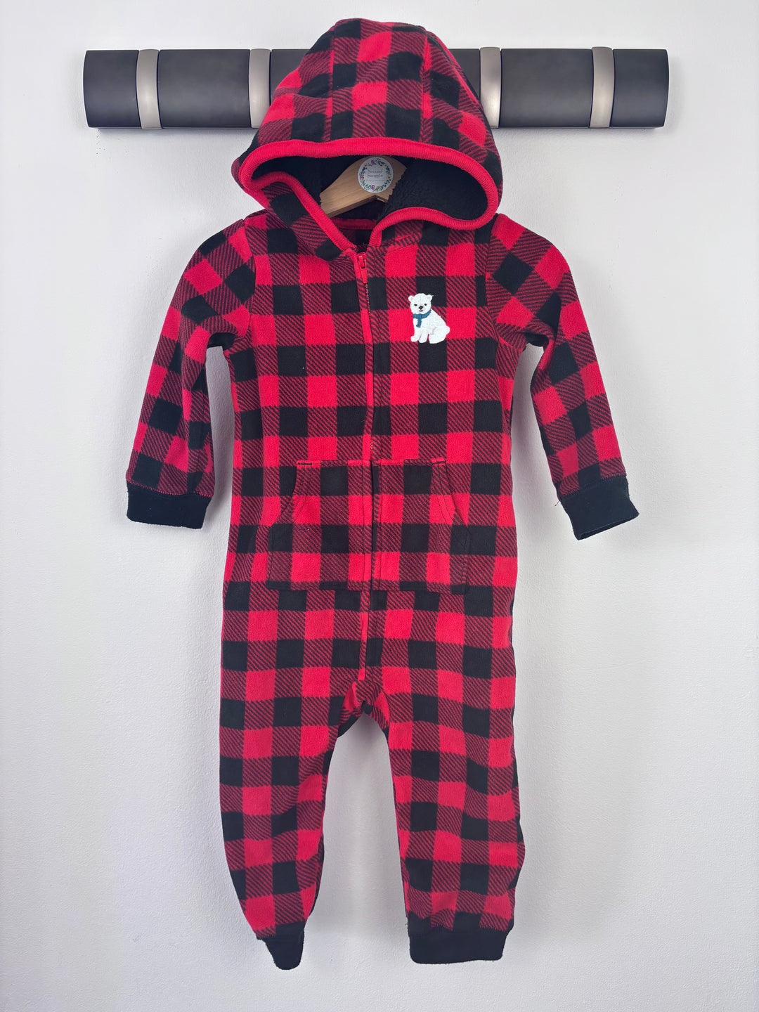 Carters Fleece Hooded Onesie 18 Months-All In One-Second Snuggle Preloved