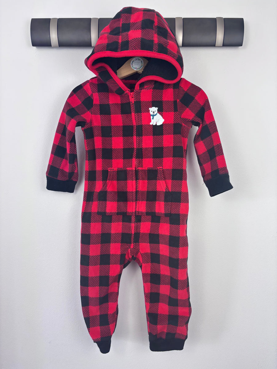 Carters Fleece Hooded Onesie 18 Months-All In One-Second Snuggle Preloved