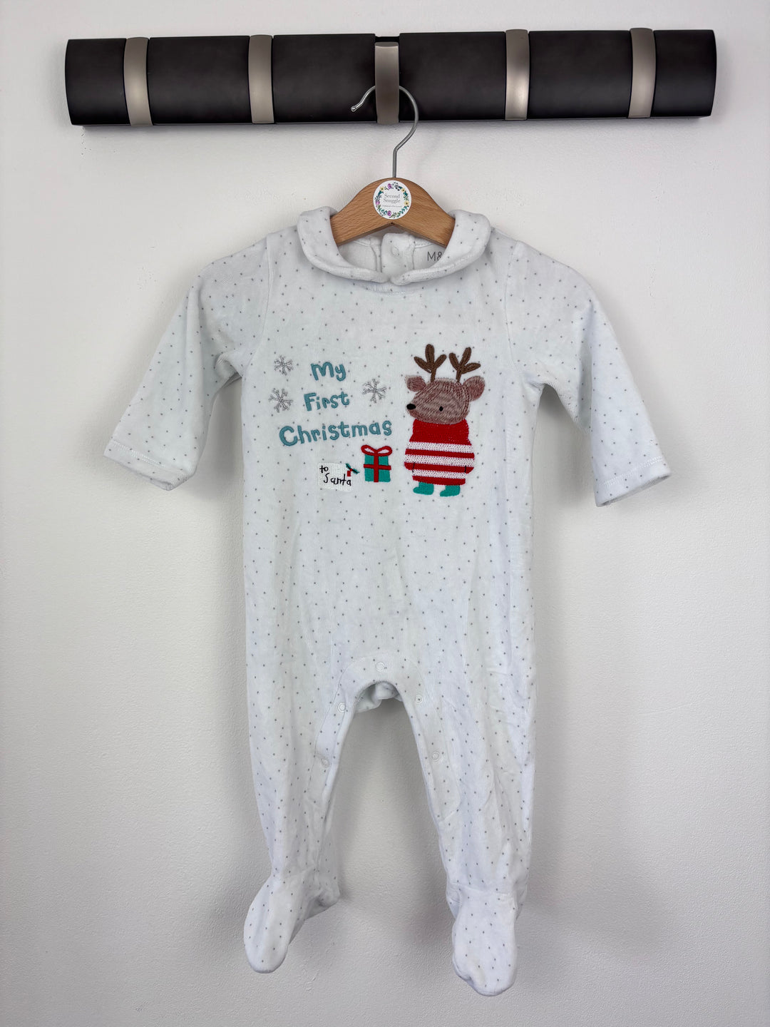 M&S My First Christmas Sleepsuit 6-9 Months-Sleepsuits-Second Snuggle Preloved