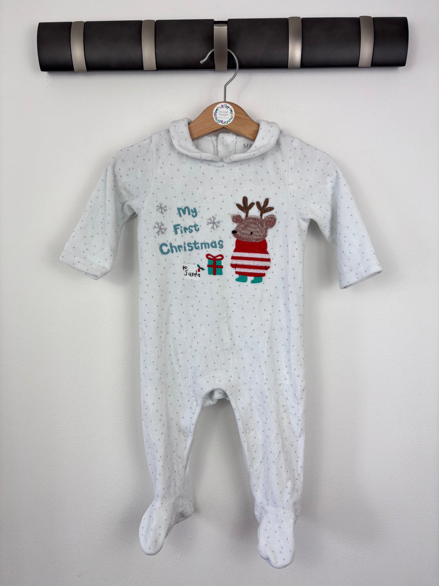 M&S My First Christmas Sleepsuit 6-9 Months-Sleepsuits-Second Snuggle Preloved
