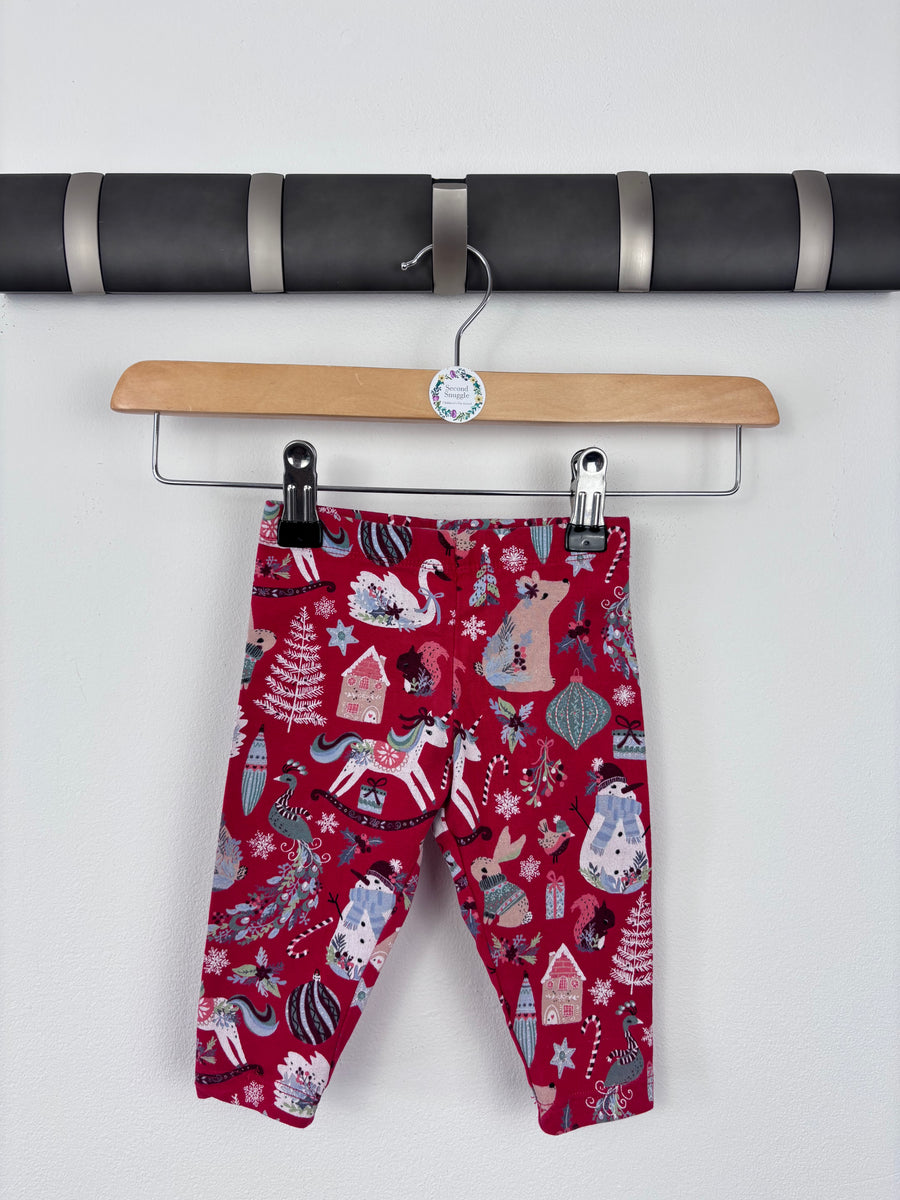 Next Christmas Print Leggings 3-6 Months-Leggings-Second Snuggle Preloved