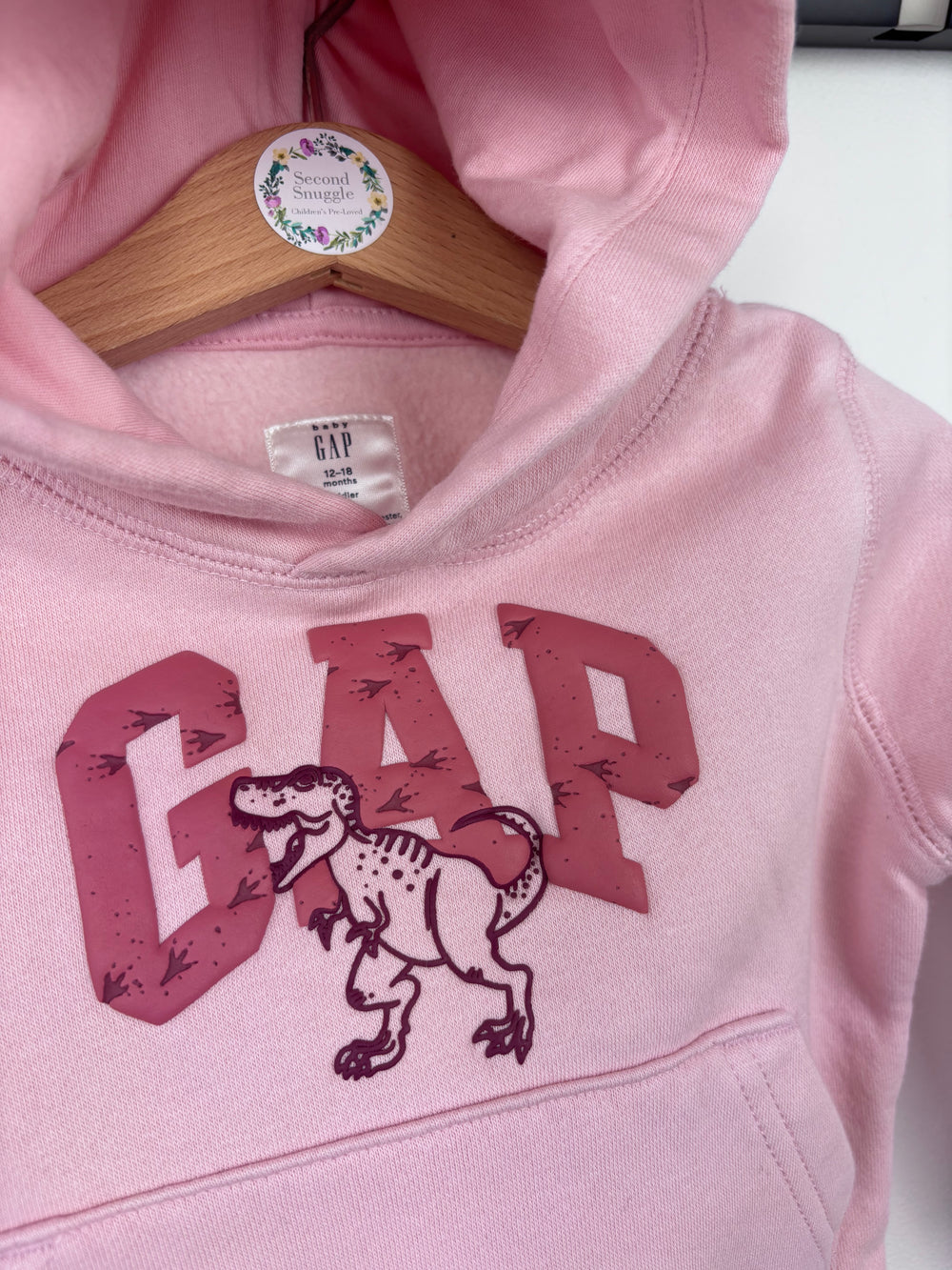 GAP Pink Dinosaur Hoodie 12–18 Months-Hoodies-Second Snuggle Preloved