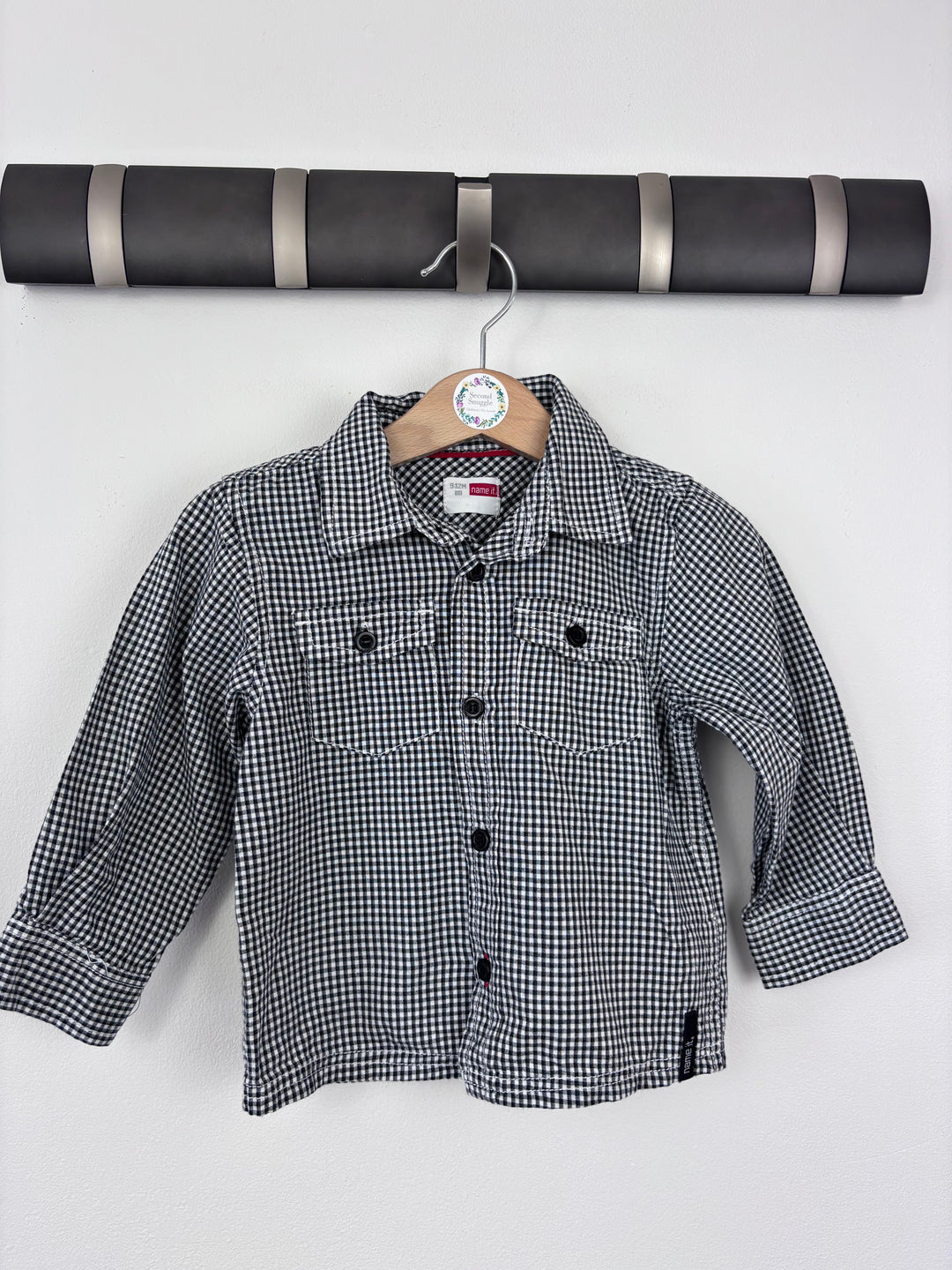 Name It Black Gingham Shirt 9–12 Months-Shirts-Second Snuggle Preloved