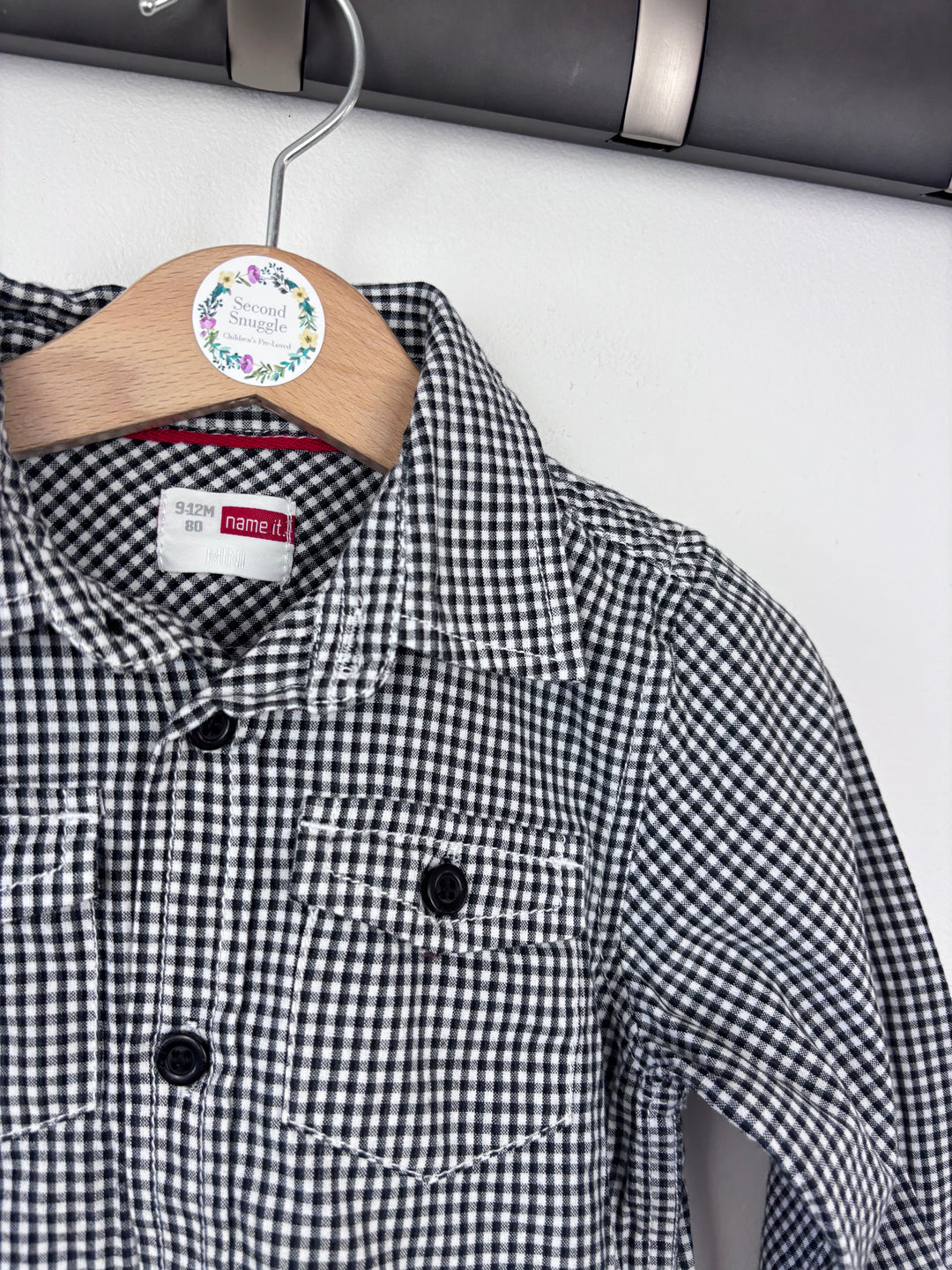 Name It Black Gingham Shirt 9–12 Months-Shirts-Second Snuggle Preloved