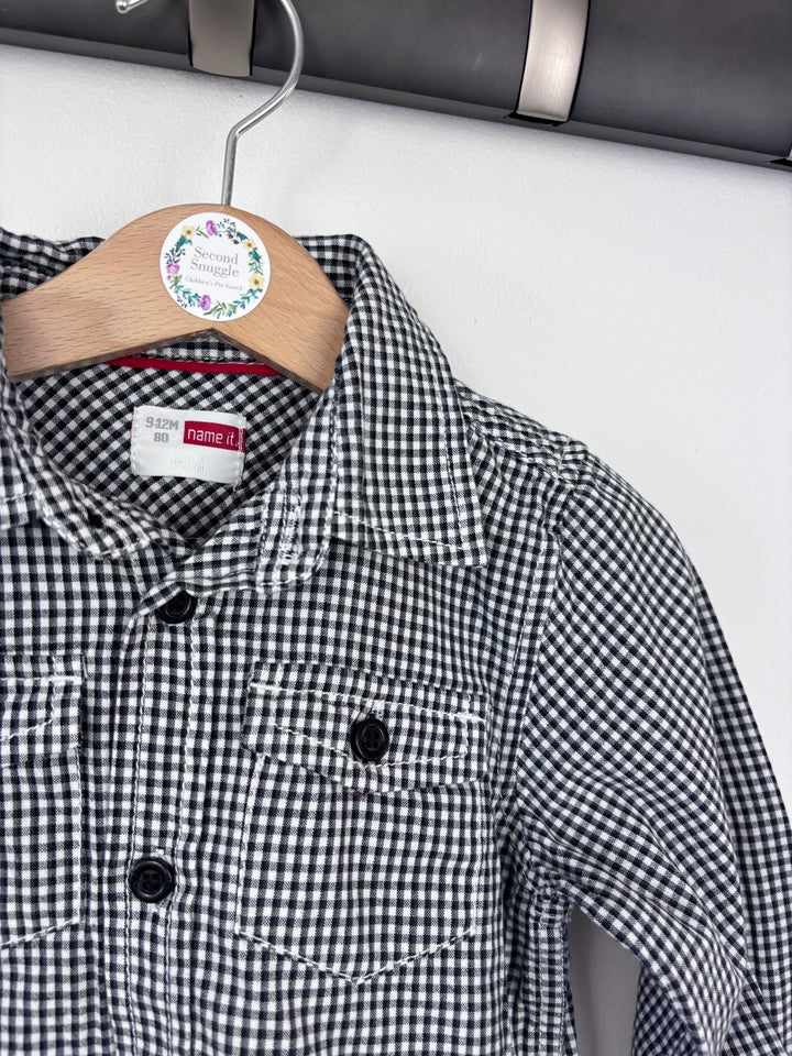 Name It Black Gingham Shirt 9–12 Months-Shirts-Second Snuggle Preloved