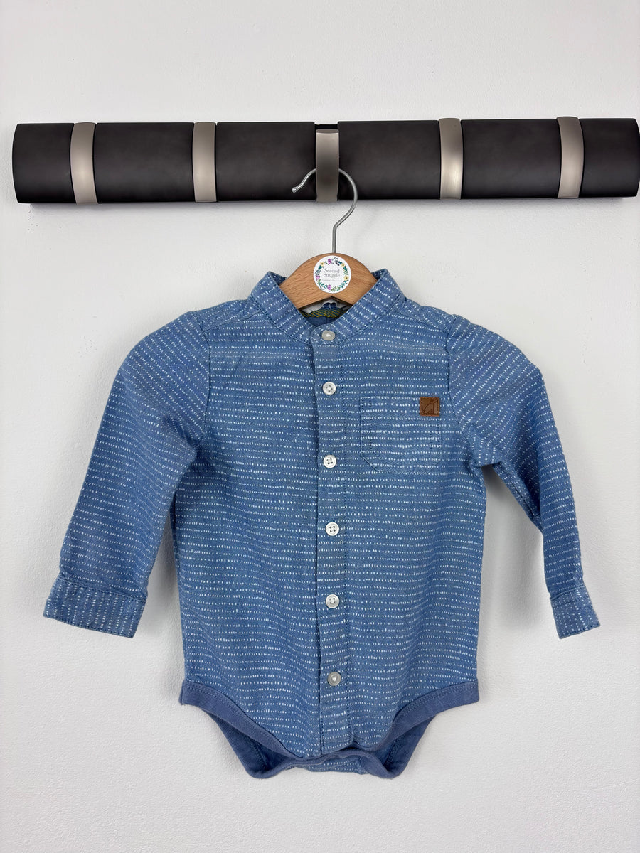 John Lewis Blue Shirt Bodysuit 9–12 Months-Vests-Second Snuggle Preloved