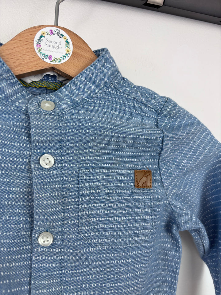 John Lewis Blue Shirt Bodysuit 9–12 Months-Vests-Second Snuggle Preloved