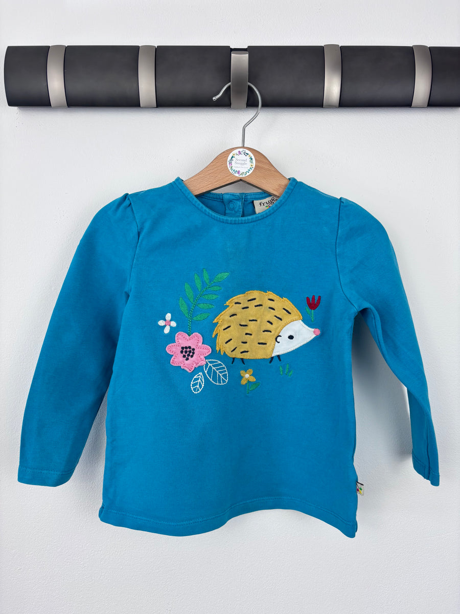 Frugi Teal Hedgehog Top 2–3 Years-Tops-Second Snuggle Preloved
